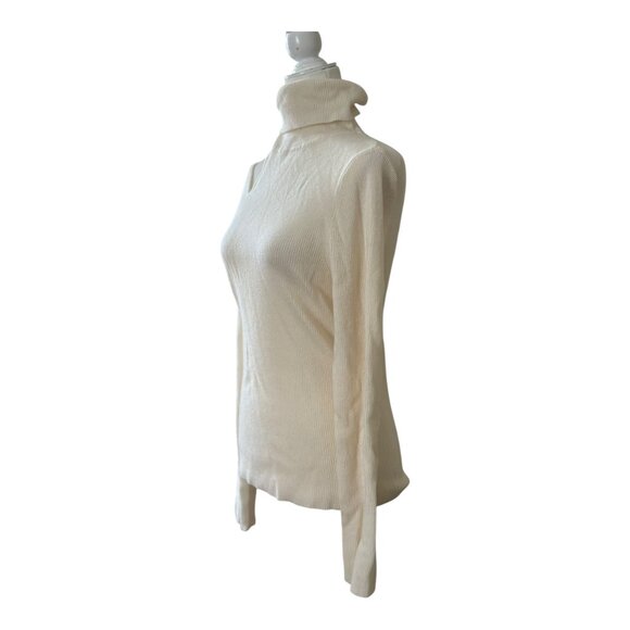 Aqua Cashmere Cutout Turtleneck Sweater | Size L | Ivory | NWT - Picture 6 of 9